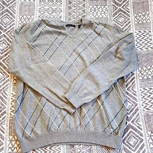 Van Heusen sweater grey with teal and white lines medium